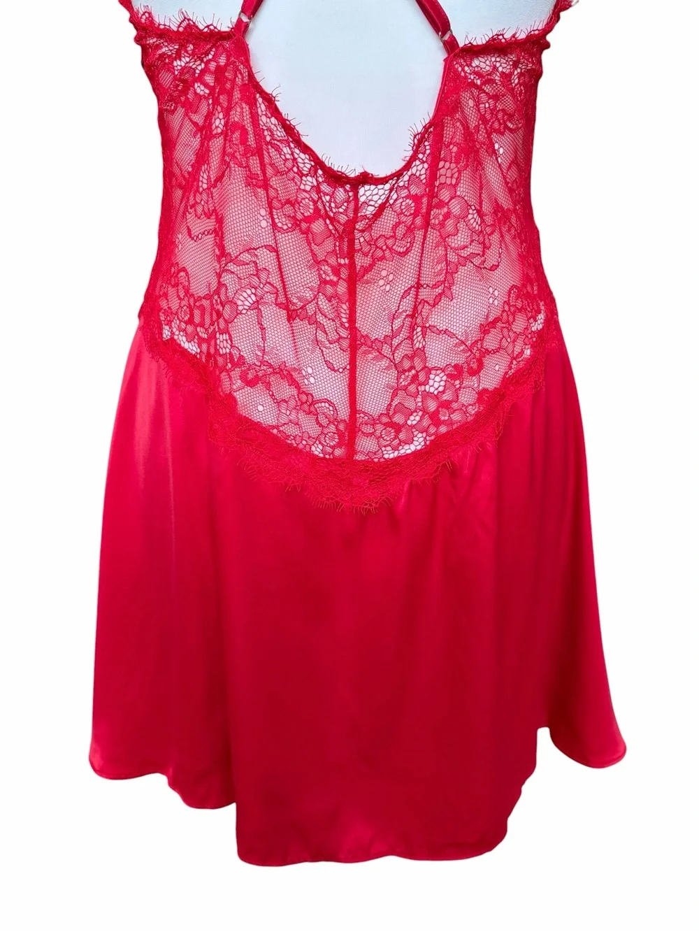 Fredericks of Hollywood Lace Babydoll Size Medium NWT Red Satin Eyelash Lingerie
